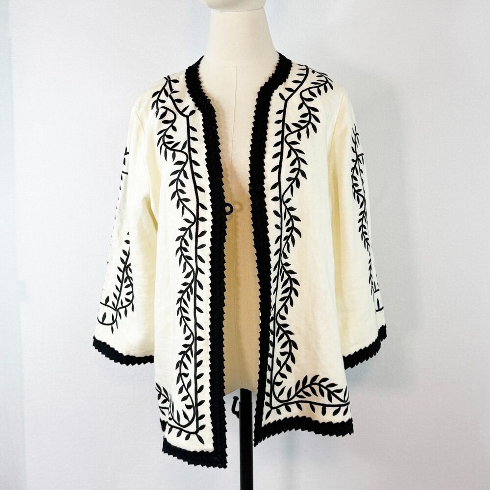 Linea by Louis Dell' Olio | Vintage 1990s | Linen Jacket | Sz L - Picture 3 of 5